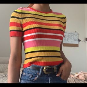 Zara knit multicolor short sleeve top